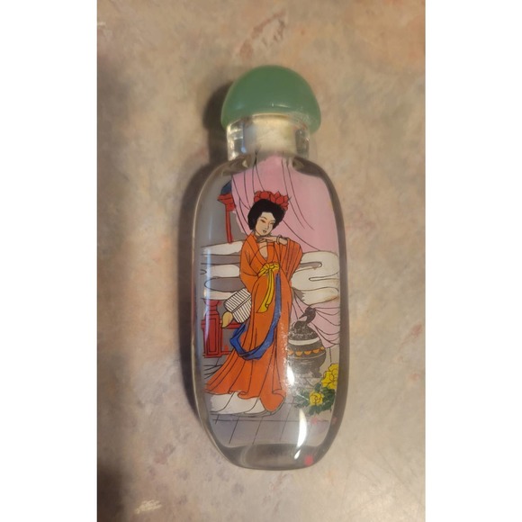 Set of Four Glass Chinese Reverse Painted Snuff / Perfume Bottles. - Picture 4 of 11